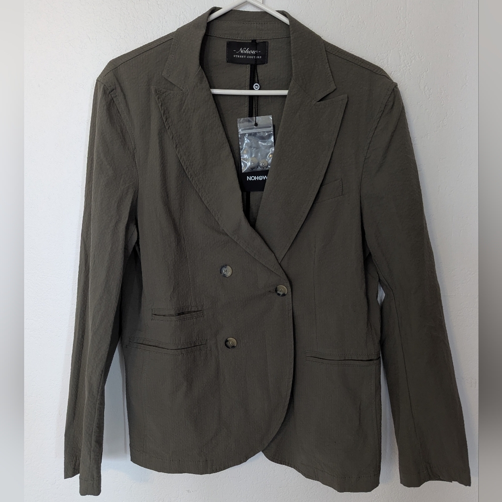 NoHow Textured Blazer Green Size 48 Made In Italy Street Culture New